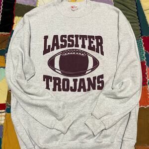 Vintage Lassiter Trojans Burgundy Grey Crewneck Sweatshirt XL